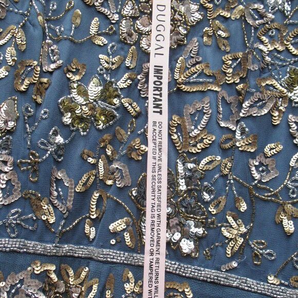 Mac Duggal 5717 Womens Blue Embellished Butterfly Sleeve High Neck Gown - Picture 10 of 14